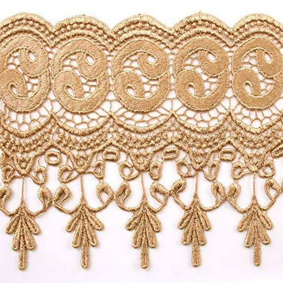 Altotux 7.5" Embroidered Floral 21 Colors Black Blue Sage Peach Pink Ivory Gold Lilac Floral Venice Lace Trim Guipure By Yard (Gold)