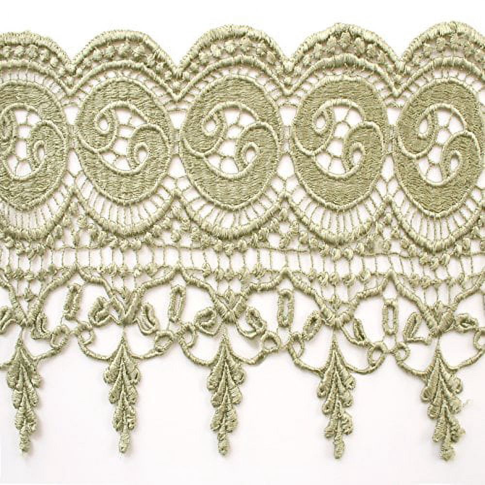 Altotux 7.5" Embroidered Floral 5 Colors Shades Hues of Green Dark Light Hunter Lime Sage Mint Olive Floral Venice Lace Trim Guipure By Yard (Olive)