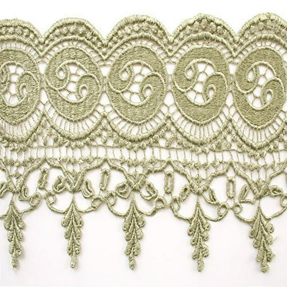 Altotux 7.5" Embroidered Floral 5 Colors Shades Hues of Green Dark Light Hunter Lime Sage Mint Olive Floral Venice Lace Trim Guipure By Yard (Olive)