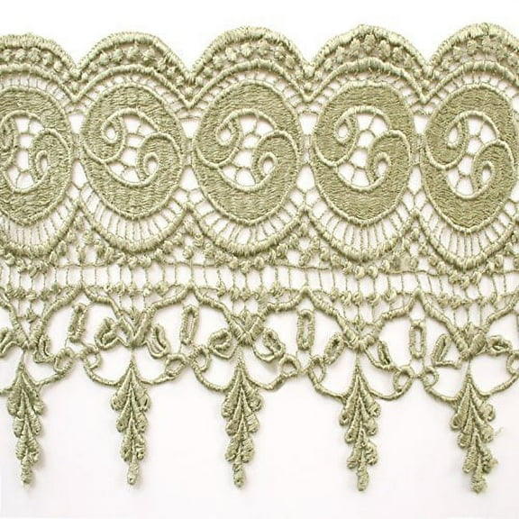 Altotux 7.5" Embroidered Floral 5 Colors Shades Hues of Green Dark Light Hunter Lime Sage Mint Olive Floral Venice Lace Trim Guipure By Yard (Olive)