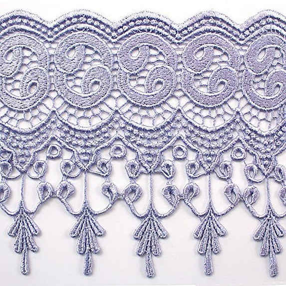 Altotux 7.5" Gold Pink Navy Red Olive Yellow Embroidered Venice Lace Trim By 15" (LILAC)