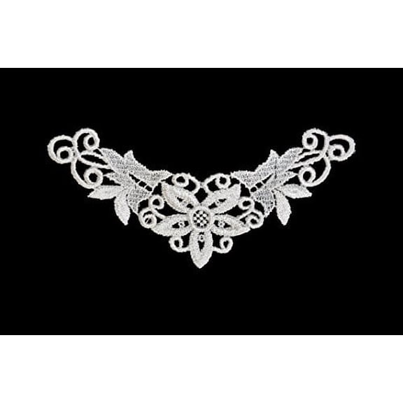 Altotux 7 x 1.75 Inches White Venice Embroidery Bodice Motif Applique by 3 Pcs