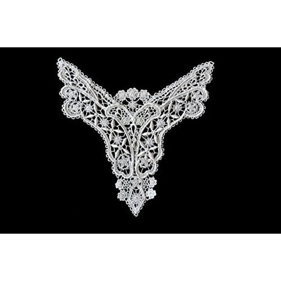 Altotux 7 x 5.5 inches Off White Venice Lace Bodice Motif Applique Patch by 2 pcs