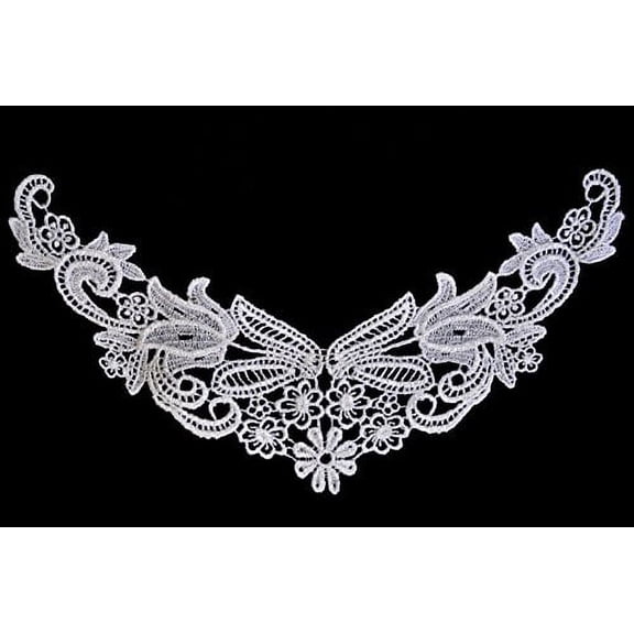 Altotux 8.5 x 2 inches White Venice Lace Bodice Motif Applique Patch by 3 pcs