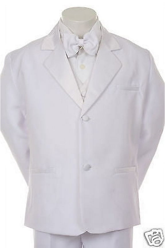 BOY WEDDING  COMMUNION BAPTISM FORMAL TUXEDO SUIT WHITE S M L XL 2T-20