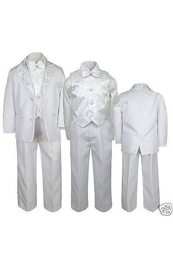 Boys Baptism Communion Wedding Formal White Suit S M L XL 2T 3T 4T 5 6 7-20