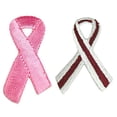 thumbnail image 1 of Altotux Cancer Awareness Ribbon Self Adhesive Iron On Applique Sticker Patch (Burgundy & White), 1 of 3