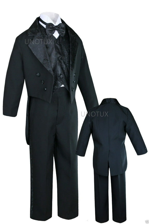 INFANT TODDLER & BOY WEDDING PARTY FORMAL TAIL TUXEDO BLACK S M L XL 2T 3T-20