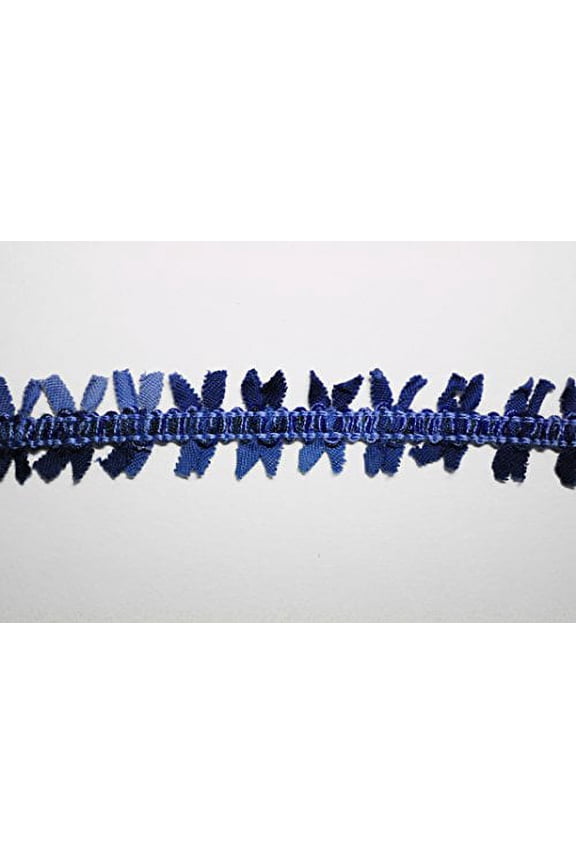 Italian Blue Cotton Embroidered Braided Trim Sewing Notions by 2 Yard