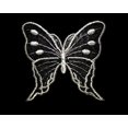 thumbnail image 1 of Altotux Pink Black Embroidered Butterfly Iron on Patch Silver Organza Applique By 2 Pieces (Big Black Butterfly), 1 of 2