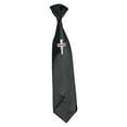 thumbnail image 1 of Altotux Red White Black Satin Clip-On Necktie Cross Baby Boy Suit Tuxedo Newborn (XL (16-20), Black Tie and Silver Cross), 1 of 3