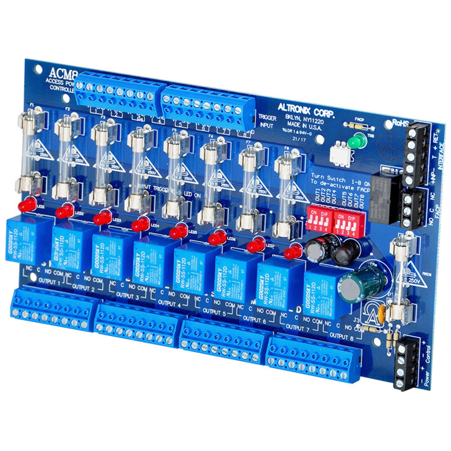 Acms Controller Altronix ACM8 Access Power Controller Input 12/24VAC/DC 8 Fused Outputs ...