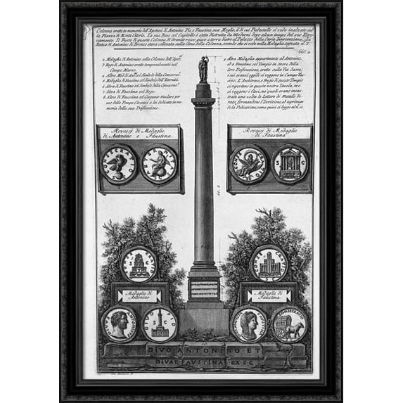 Altrorilievo other side of the pedestal (two branches) 28x40 Large Black Ornate Wood Framed Canvas Art by Giovanni Battista Piranesi