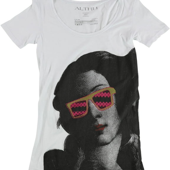 Altru Womens Person Checkered Glasses Graphic T-Shirt, Blue, Small