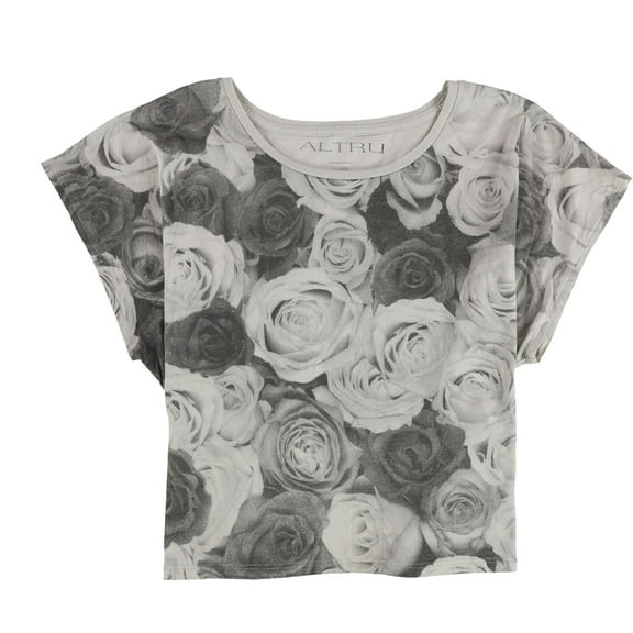 Altru Womens Roses Graphic T-Shirt, Grey, Large