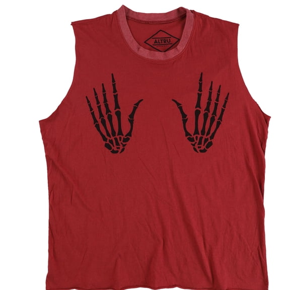 Altru Womens Skeleton Hands Graphic T-Shirt, Red, Medium