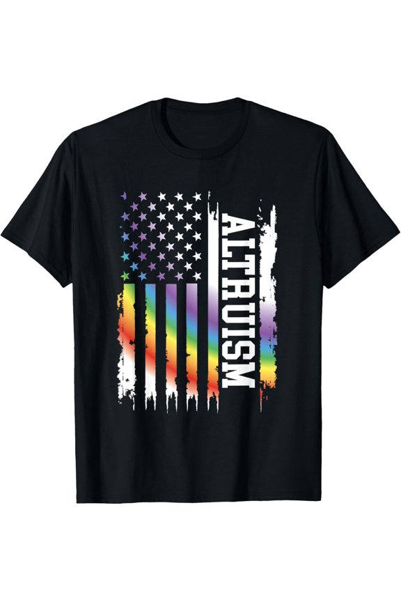 Altruism United States Distressed Rainbow w US Flag T-Shirt
