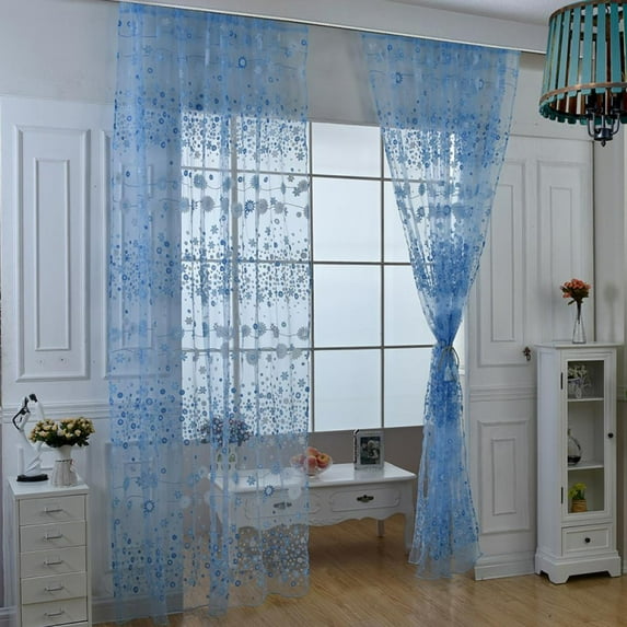 Altsales 1PC Floral Sheer Curtains for Grils Bedroom,Flower Print Voile Tulle Curtain Drapes for Living Room Kitchen Sliding Door Light Filtering Window Treatment