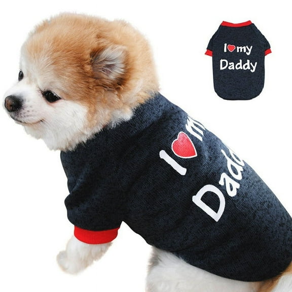 Altsales Dog Sweater Clothes, I love my daddy/mommy Printed Fleece Pullover Shirt, Autumn Winter Warm Costume for Pet Dog Puppy