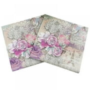 Altsales Floral Paper Napkins - 20PCS Disposable Tea Party Napkins, Weddings, Bridal Shower Party Supplies, 2-Ply, Vintage Blooms, Flower Decoupage, Luncheon Folded