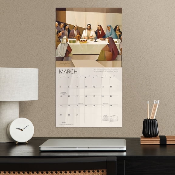 Altus Fine Art 2026 Christian Wall Calendar, Walk with Him by Jorge Cocco, Modern Cubism-Inspired Jesus Christ Art, 13.25x24 Inch, Bible Verses, Altus Fine Art