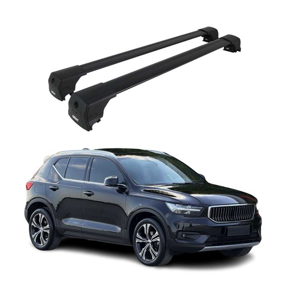 Alu Roof Racks Cross Bars Luggage Carrier for Volvo XC40 2019-2024 Black 2Pcs