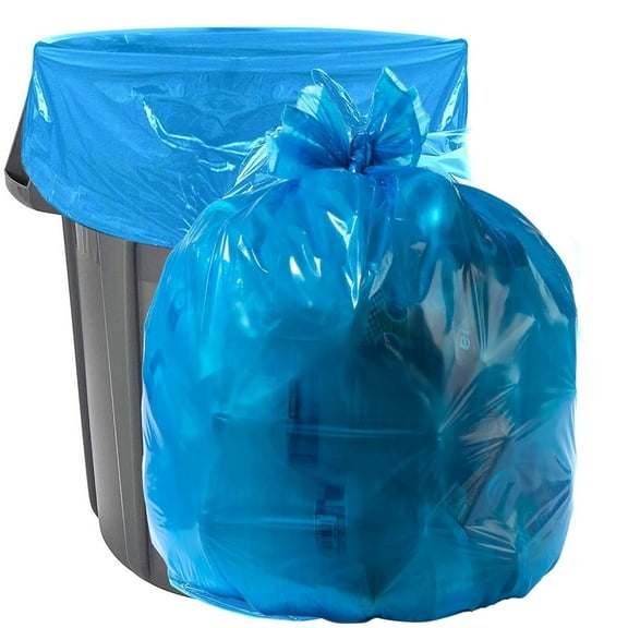 Aluf Plastics 12-16 Gallon 1.2 MIL (eq) Blue Industrial Strength Trash Bags - 24" x 31" - Pack of 250 - for Industrial, Home, & Recycling