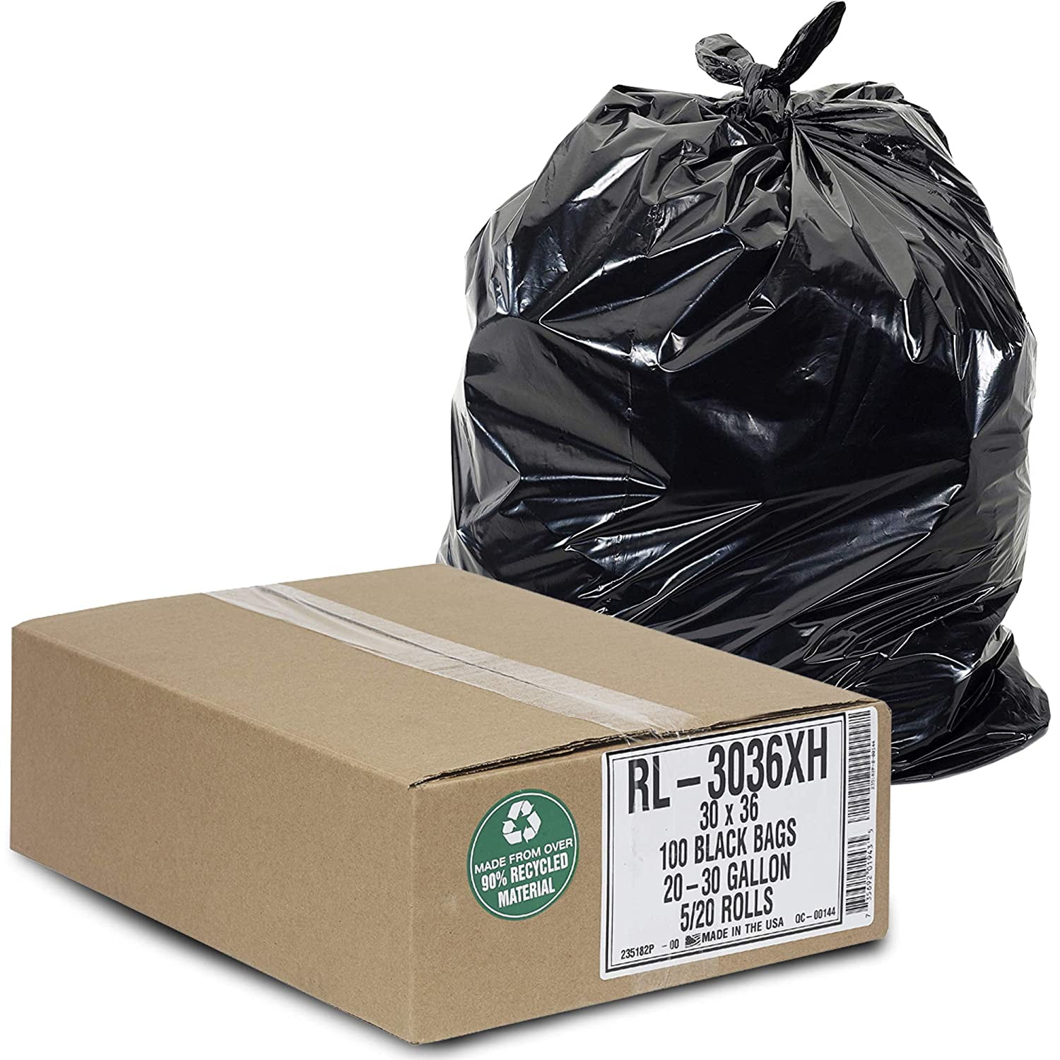 Aluf Plastics 20-30 Gallon Trash Can Liners (100 Count) - 30 x 36 - Thick  1.5 MIL Equivalent Black Trash Bags for Bathroom, Kitchen, Office,  Indtrial, Commercial, Recycling and More 