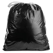 Aluf Plastics 33 Gallon 1 MIL Black Drawstring Tall Kitchen Garbage Bags - 34" x 40" - Pack of 150 - For Home, Kitchen, Restaurant, Office