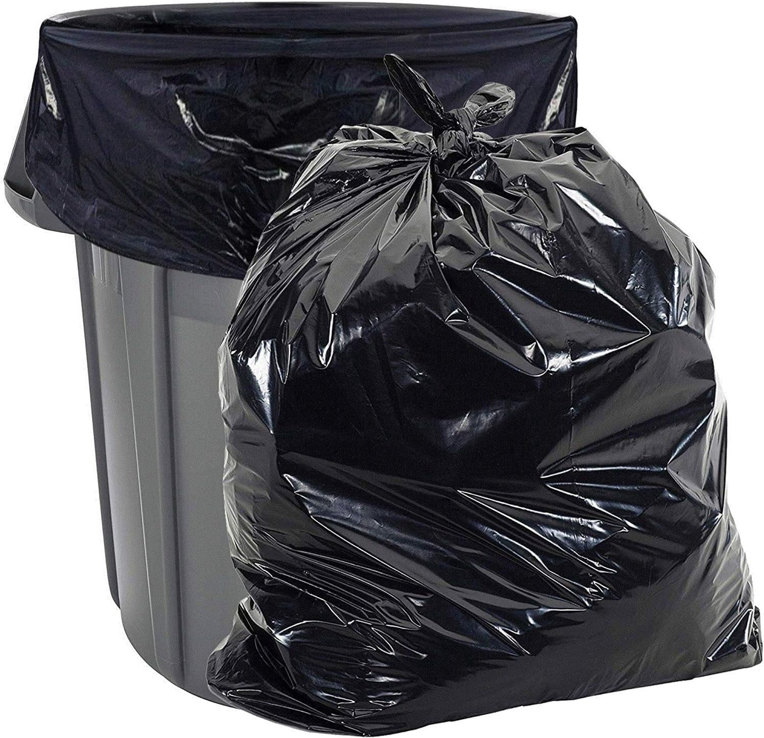 Aluf Plastics 33 Gallon 2.3 MIL Black Heavy Duty Garbage Trash Bags - 33" x 39" - Pack of 100 - For Contractor, Industrial, Institutional, & Commercial