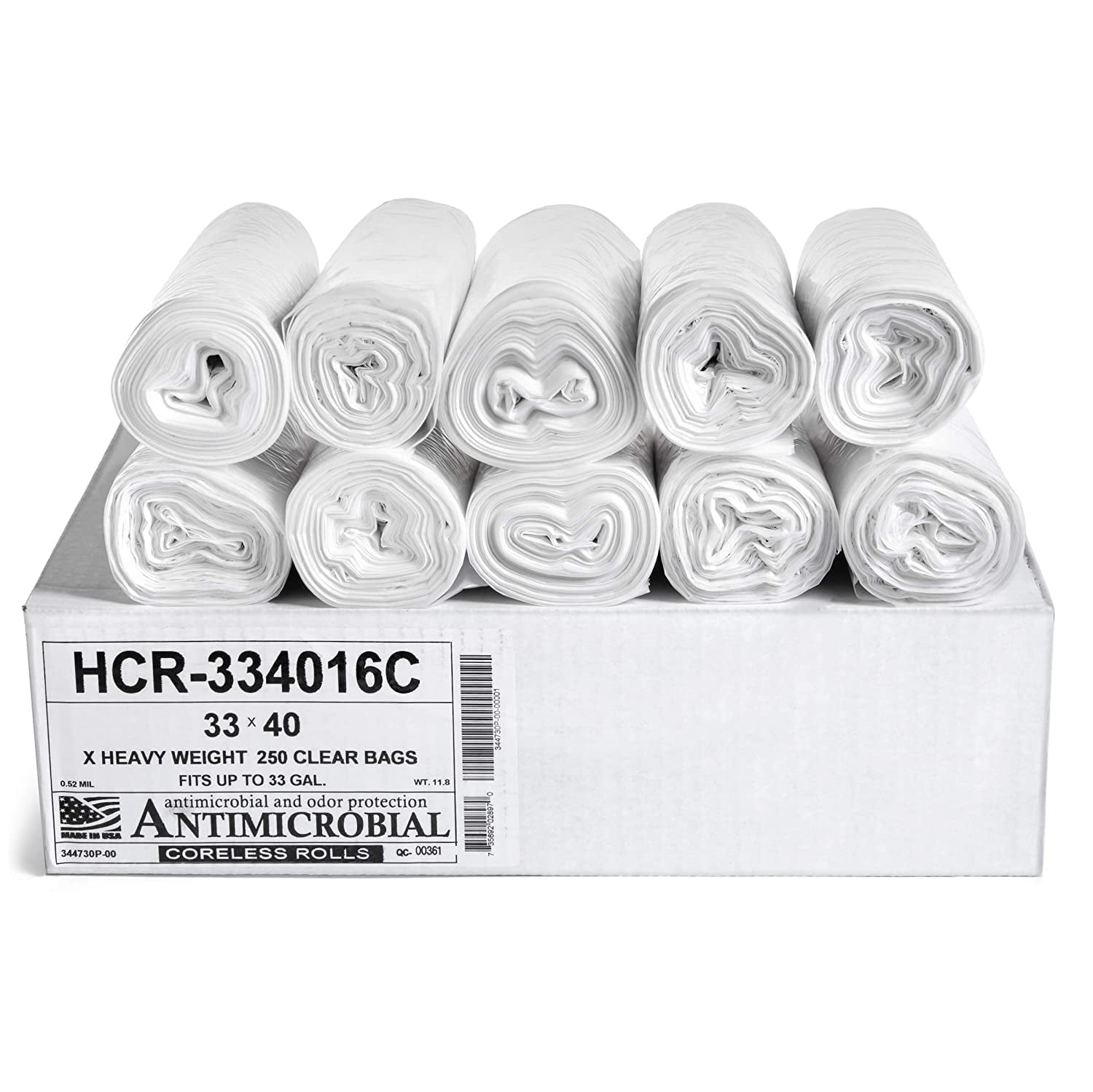 Aluf Plastics 33 Gallon Clear Trash, 250 Count, 33" x 40", 16 Micron Equivalent High Density Garbage Bags