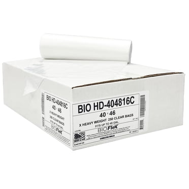 Plasticplace 40-45 Gallon High-Density Trash Bags – Clear, Case Of 250 Bags