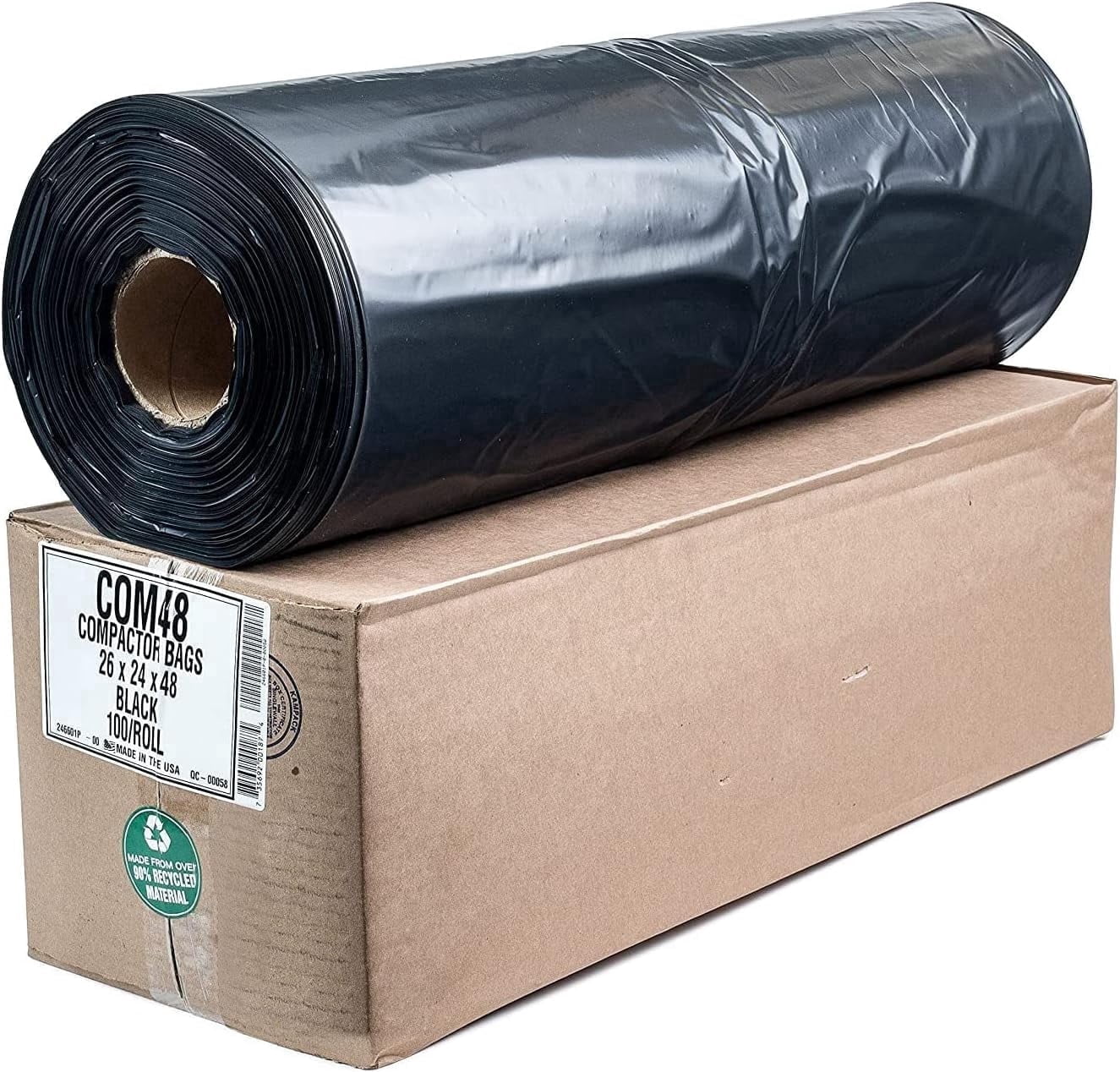 Aluf Plastics 65 Gallon 2.7 MIL Black Compactor Bags - 50