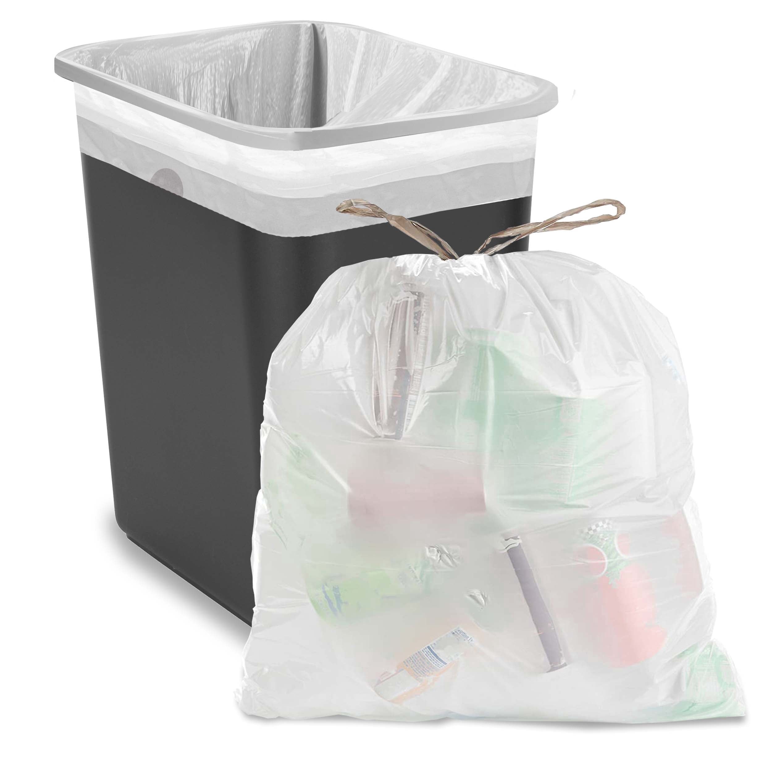 Aluf Plastics 8 Gallon 0.7 MIL White Drawstring Lavender Scented Trash Bags - 22" x 22" - Pack of 200 - For Home, Kitchen, Bathroom, & Office