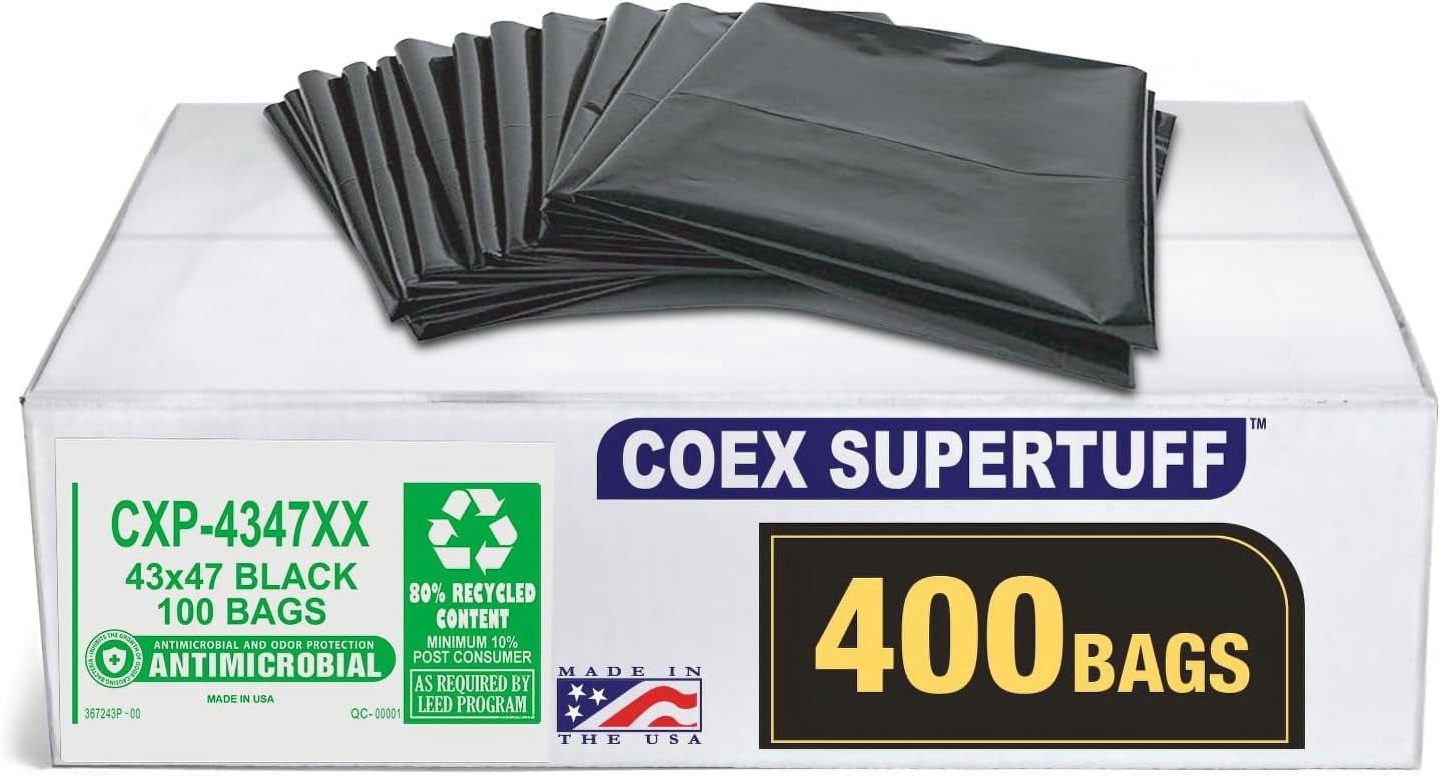 Aluf Plastics - Value COEX 3 Ply Garbage Bags, 33 Gallon, 1.7 Mil (eq), 33"x47", Black, 400 Count