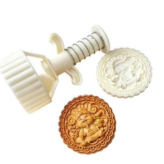 Aluhayos Large Mooncakes Molds 300G Fortune Pattern Hand Press for Home