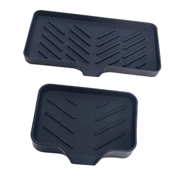 Aluhayos Soap Dish 2-Piece Black Tray Sloped Drain Wall Mounted for Bathroom