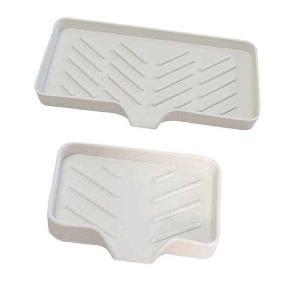 Aluhayos Soap Dish 2-Piece White Tray Sloped Drain Wall Mounted for Bathroom