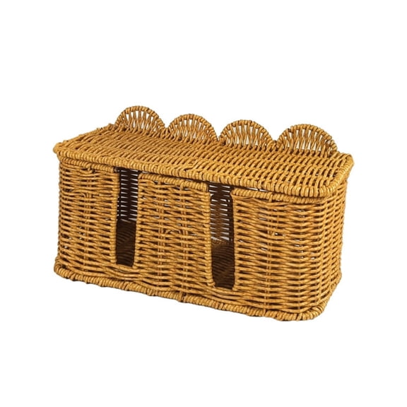 Aluhayos Storage Basket Desk Cable Two-Compartment Design Braided-Look for Desk