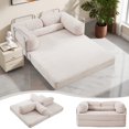 thumbnail image 1 of Alukang 79'' Convertible Folding Sofa Bed, Boneless Couch with Fixed-Shape Frame, Corduroy Loveseat Sleeper Sofa for Living Room Bedroom, Modular Sectional Compressed Floor Sofa Couch (Beige), 1 of 8