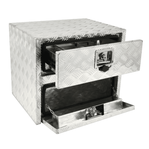 Alum Truck Tool Box 24x18x20" Underbody Toolbox w/ Drop Door and Drawer Silver