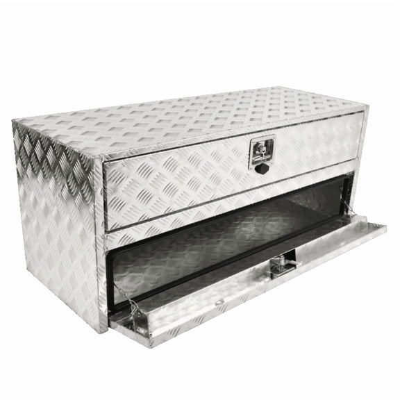 Alum Truck Tool Box 48x18x20" Underbody Toolbox w/ Drop Door and Drawer Silver