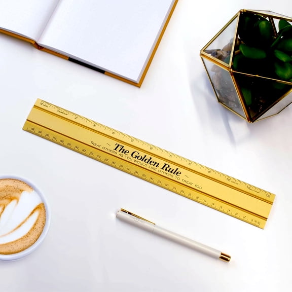 Alumicolor 12-inch Golden Rule Aluminum Office Ruler, 12IN, Gold