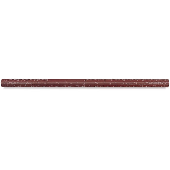 Alumicolor 6" Red Aluminum Triangular Architect Scale