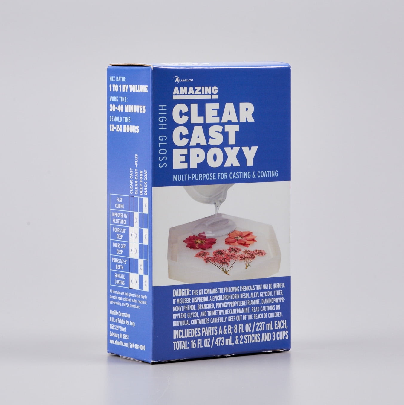 Amazing Clear Cast Epoxy Resin Mix 16 oz. (8oz A, 8oz B) Fast Curing Time  45635047709