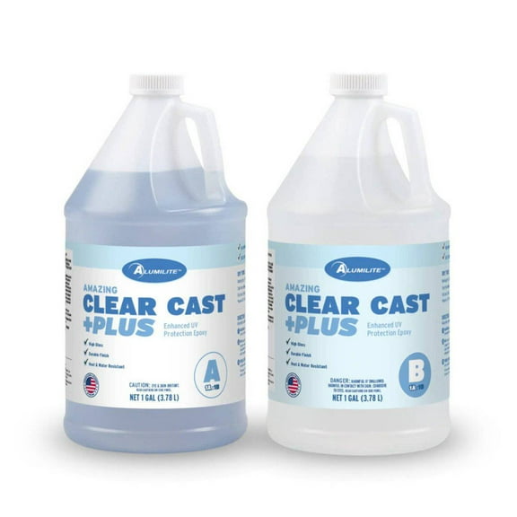 Alumilite Amazing Clear Cast Plus (2 Gal) Food Safe High-Gloss Epoxy Resin with UV Resistance, Perfect for Countertops, Coatings, Castings, Jewelry, Art, & DIY Projects Compatible with Dyes & Inks