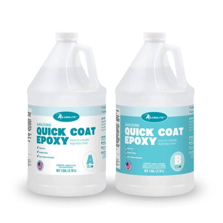 Alumilite Amazing Quick Coat Epoxy 1 Gal (0.5 Gal Part A + 0.5 Gal Part B) Crystal Clear Casting, Fast Dry Formula for High Gloss Coating, Woodworking, Sealing, Resin Arts, Craft, Silicone Molding