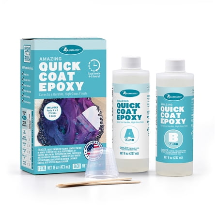 Alumilite Amazing Quick Coat Epoxy Kit - 16 oz Art Epoxy, High Gloss Finish