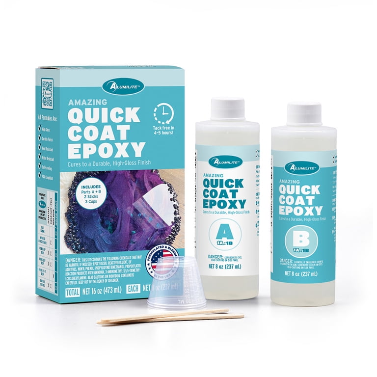 Alumilite Amazing Quick Coat Epoxy Kit - 16 oz Art Epoxy, High