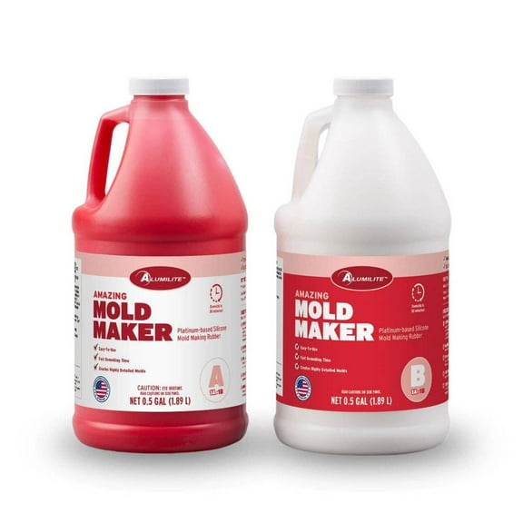 Alumilite Amazing Silicone Mold Maker Kit1 Gal (0.5 Gal Part A + 0.5 Gal Part B) Platinum Fast-Cure for Epoxy Resin, Concrete Casting, DIY Cosplay and Food, Flexible Liquid Rubber